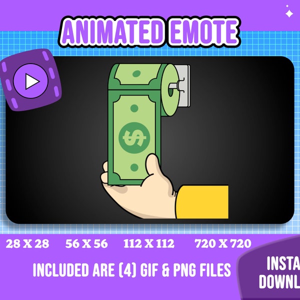 Animated Money Roll Twitch Emote/ Static & Animated Twitch Emote /  Streamtastic / Animated Gif and Png files / Ready to Use