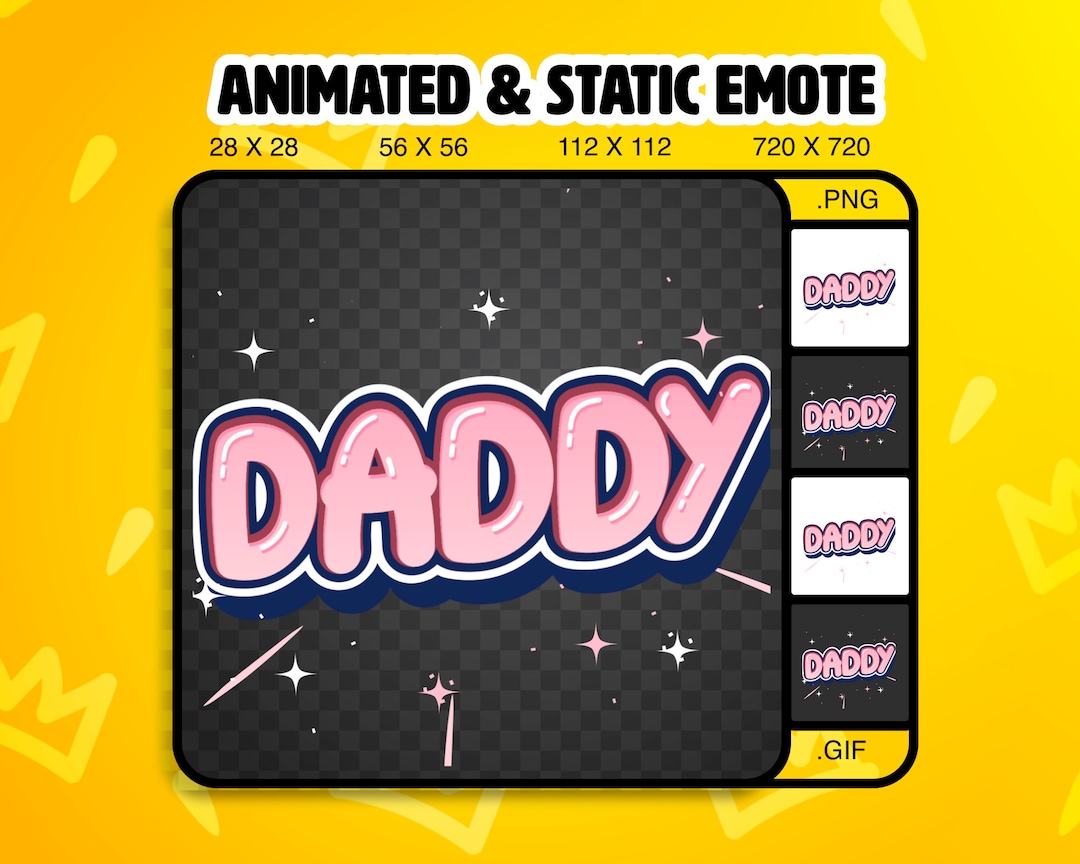 Animated Pink Daddy Text Twitch Emote / Static & Animated Twitch Emote
