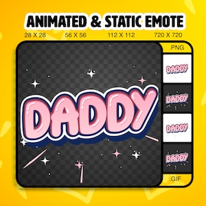 Animated Pink Daddy Text Twitch Emote / Statisch &Animated Twitch Emote / Streamtastic / Animated Gif en Png bestanden / Klaar voor gebruik