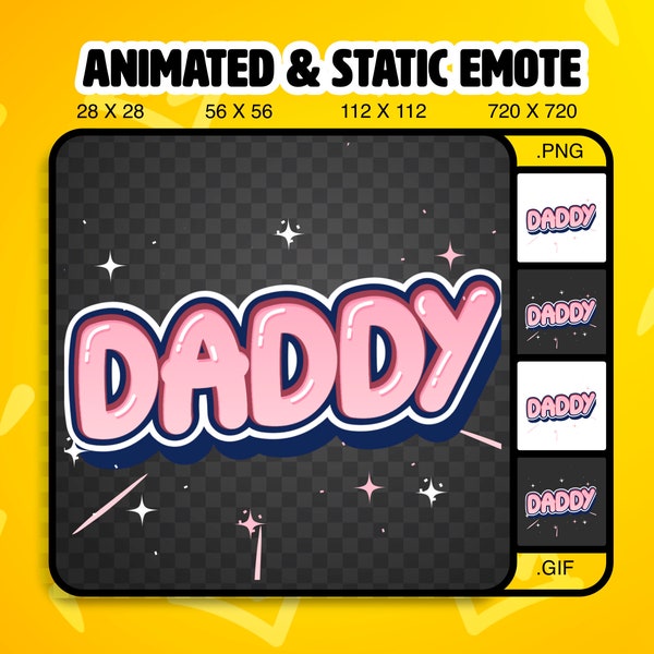 Animated Pink Daddy Text Twitch Emote / Static & Animated Twitch Emote /  Streamtastic / Animated Gif and Png files / Ready to Use