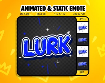 Blue LURK Text Twitch Emote, Animated & Static (PNG, GIF)