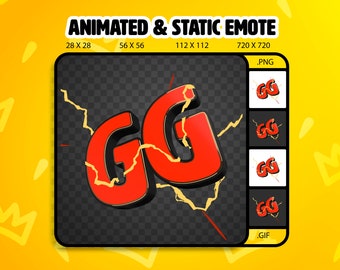 RED Electric GG Emote, Animated & Static Twitch Stream Emote (Gif, Png)