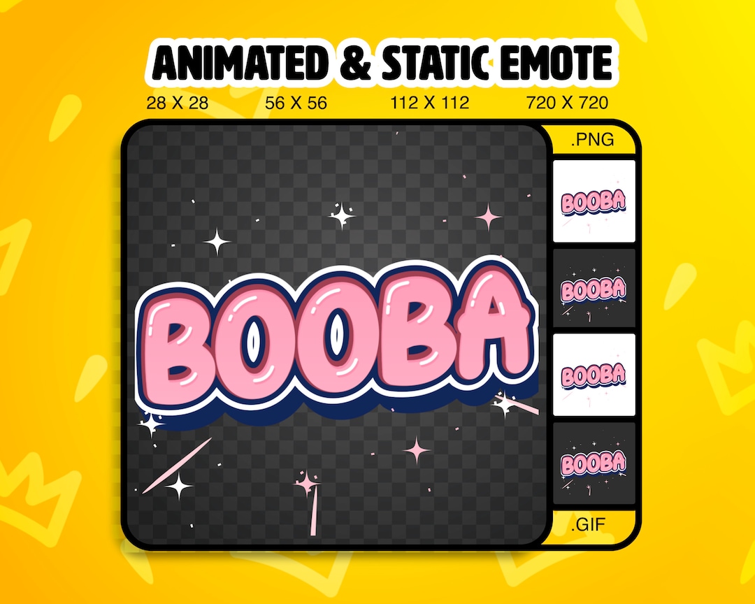 Animated Booba Text Emote / Static & Animated Twitch Emote / Etsy