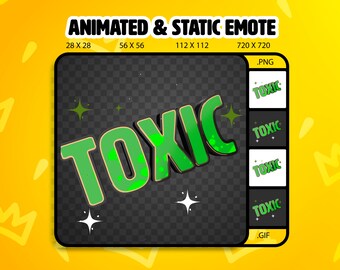 3D Animated Toxic TEXT Twitch Emote / Toxic Text Animated & Static Emote / Streamtastic / Animated Gif and Png files / Ready to Use