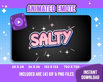 Animated Pink Salty Text Twitch Emote / Static & Animated Twitch Emote /  Streamtastic / Animated Gif and Png files /  Ready to Use