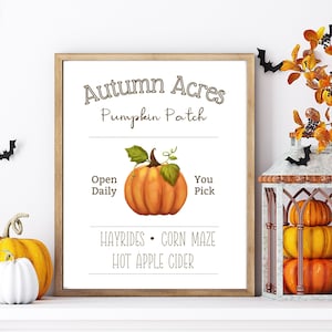 Autumn Acres Pumpkin Patch instant download, Autumn Wall Art printable, Fall decorations