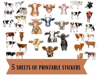 Fussy Cut Cow Clip Art Set of 5 Sheets Printable Stickers. - Etsy Fussy Cut Cow Clip Art Set of 5 Sheets Printable Stickers. - Etsy