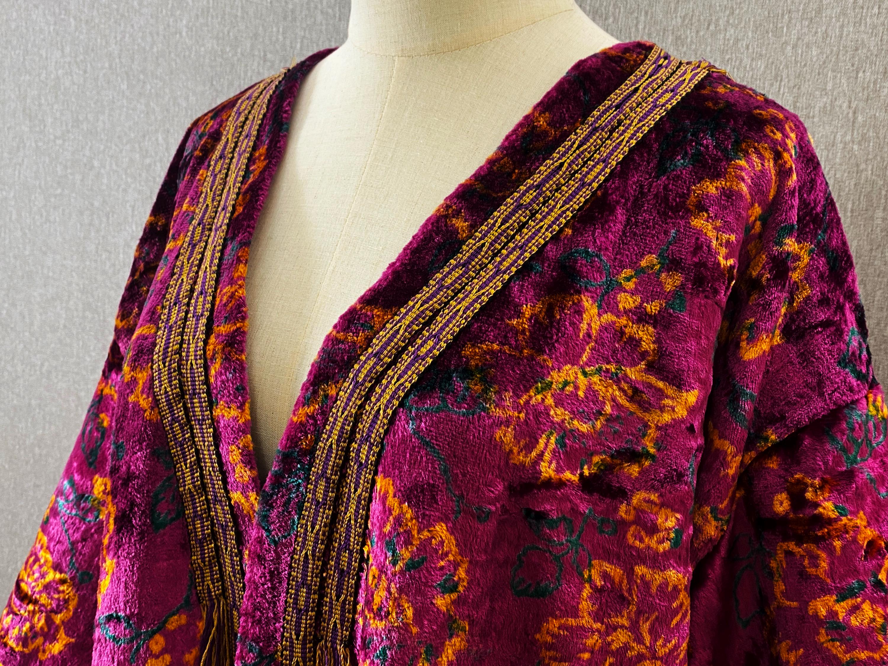 Uzbek Chapan Jacket Vintage Genuine Silk Velvet Coat / Handmade