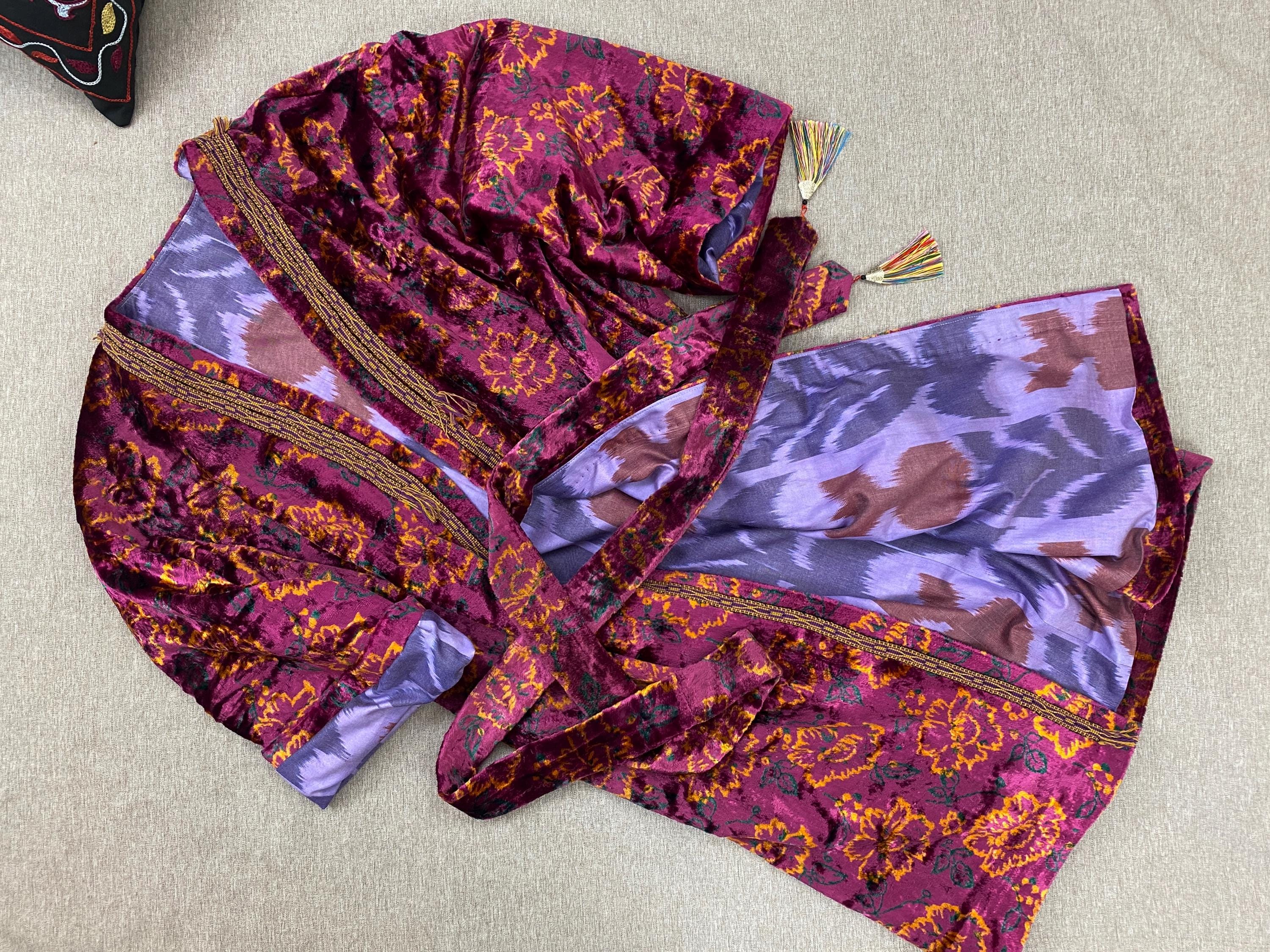Uzbek Chapan Jacket Vintage Genuine Silk Velvet Coat / Handmade