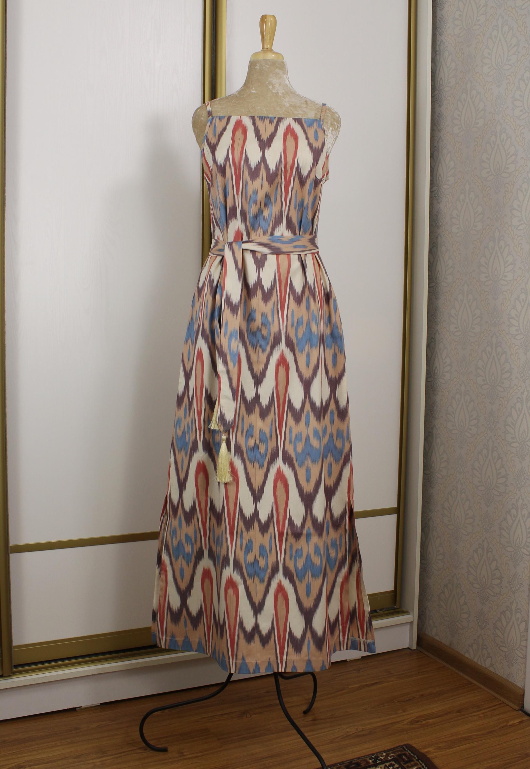 white christmas dresses Handwoven Ikat Pleated Dress main image 1
