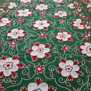 Hand embroidered suzani fabric,Uzbek tapestry wall hanging,suzani textile bedspread,suzani ethnic tablecloth,boho suzani panel,blanket