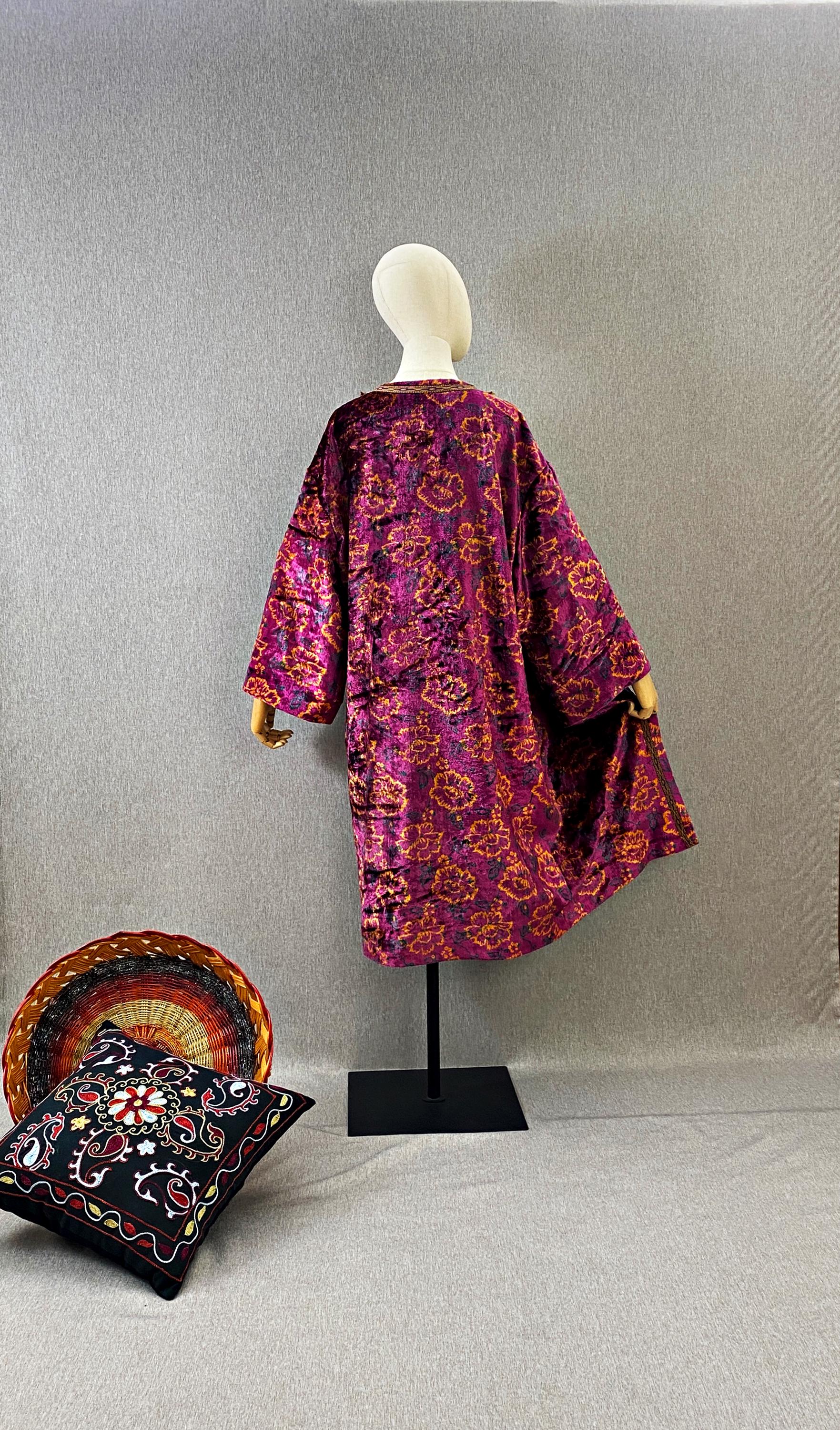 Uzbek Chapan Jacket Vintage Genuine Silk Velvet Coat / Handmade