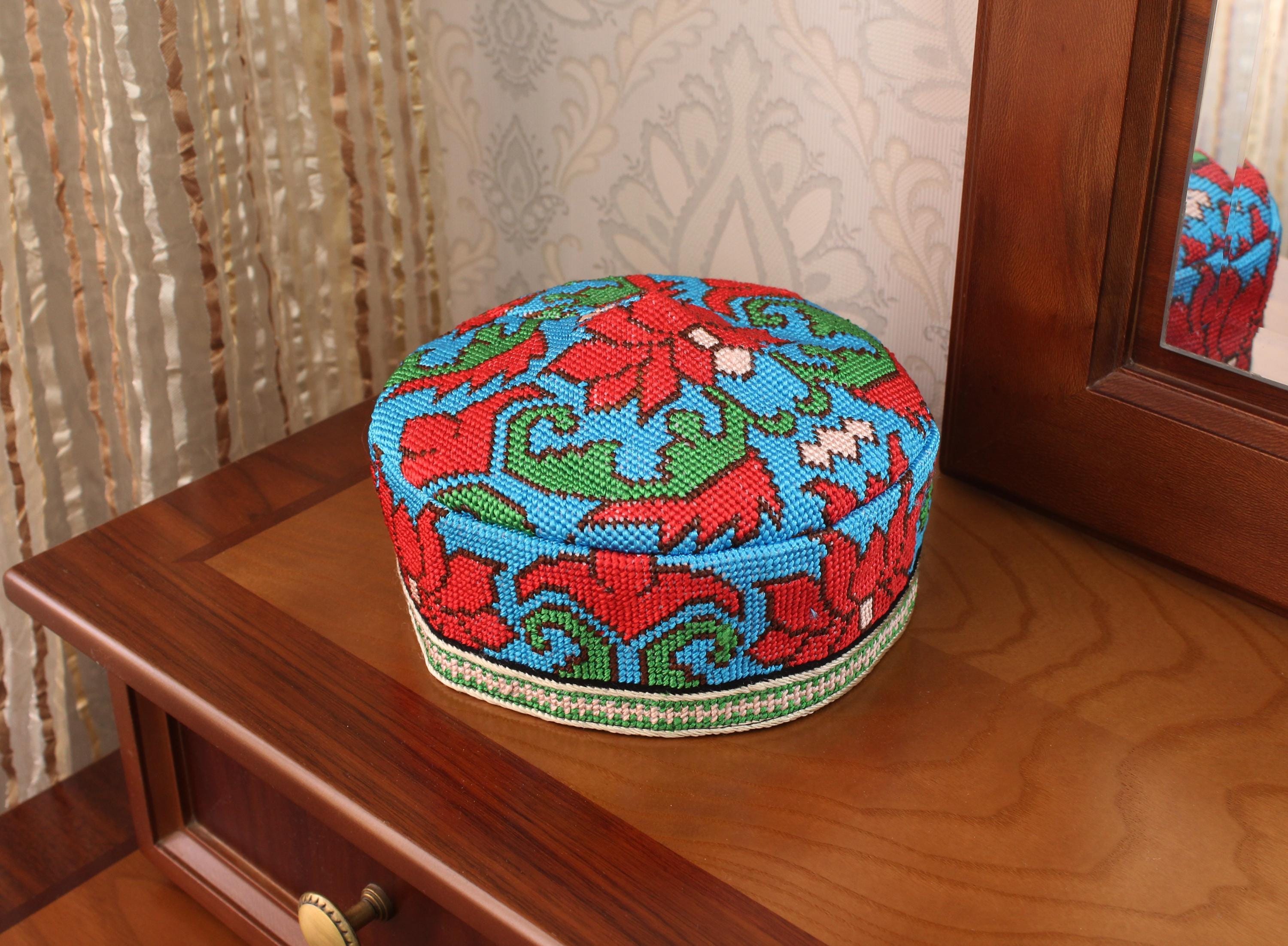 Uzbek Kufi Traditional Cap Traditional Uzbek Turkmen Afghan Islamic Prayer Cap  main image 4