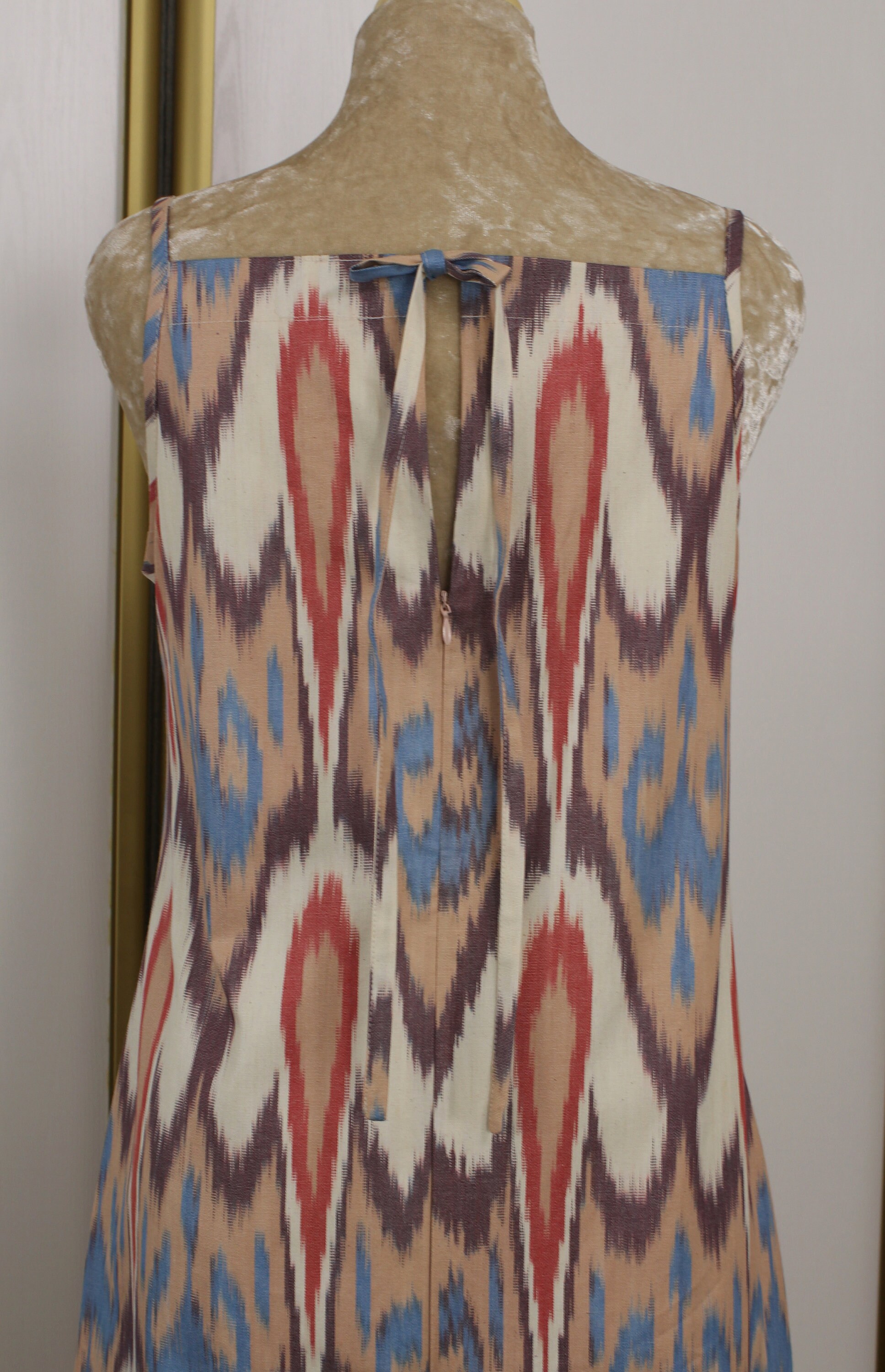 Ikat Red Cotton Midi Dress