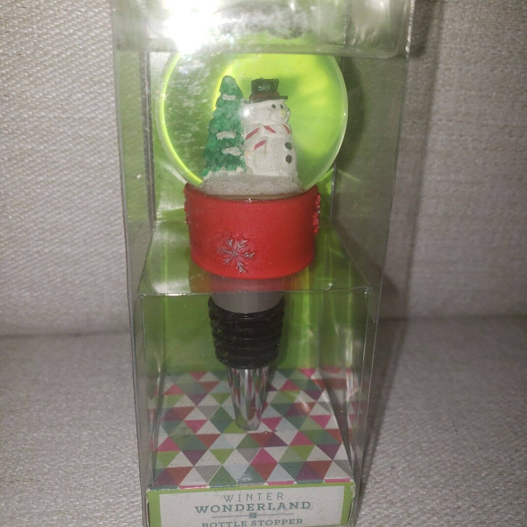 Two's Company Christmas Holiday Snow Globe Wine Bottle Etsy