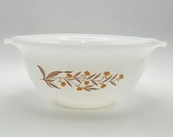 Autumn Leaf Glasbake Mixing Bowl 6.5 Inch Vintage Milk Glass