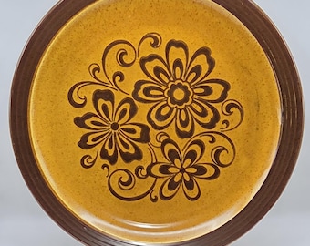 Andre Ponche Homer Laughlin Chop Plate | 12.5 Inch Brown Floral Stoneware Platter