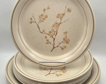 Vajilla Corelle China Blossom vintage - Colección Cornerstone - Elija entre platos llanos de 26 cm, platos de ensalada de 21,5 cm, cuencos o tazas - Diseño floral en tonos tostados de los años 90