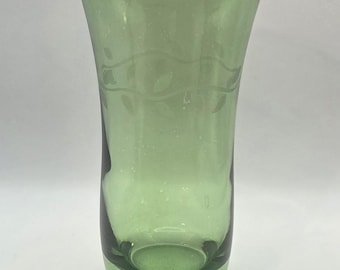 Vaso grande para té helado Florentine #2 Hazel Atlas, de vidrio verde estilo Depression Glass, 355 ml (12 oz).