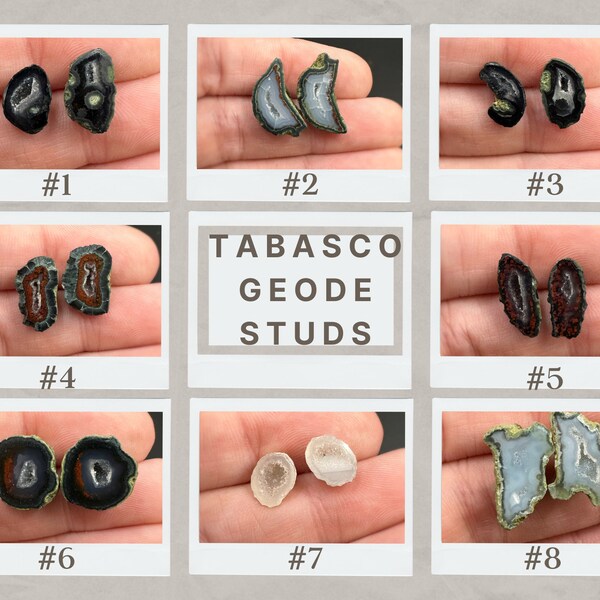 Druzy Geode Stud Earrings, Tabasco Geode Post Earrings