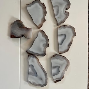White Agate Slabs - 0.38kg Lapidary Rough - Agate Cabochon Mineral