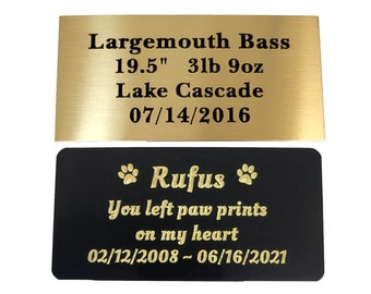 Custom Engraved Brass Plaque: Memorial, Name Plate, Art Sign (4x2)