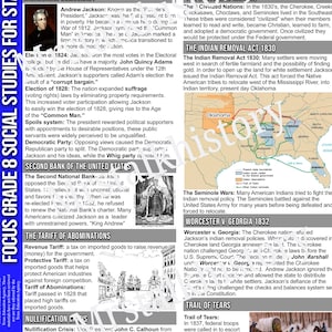 Age of Jackson, Regierung, Sozialkunde, umfassende, Studienführer, Handouts, Geschichte der USA, 8