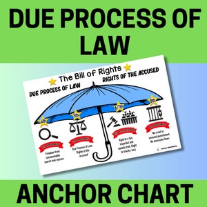 Due Process of Law, Rights of the accused, The Bill of Rights, 10 Amendments, U.S. Constitution, Anchor charts, posters, digital download