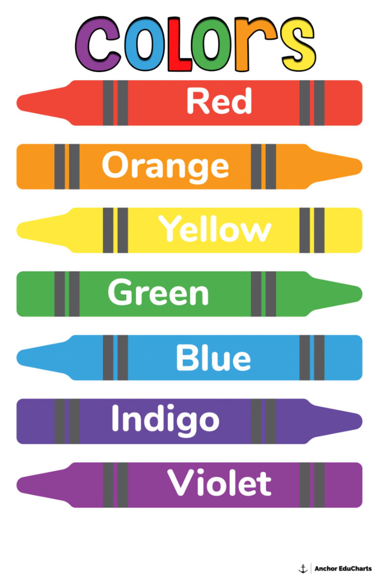 Colors, Anchor Chart, Poster, Elementary, School, Preschool, Digital ...