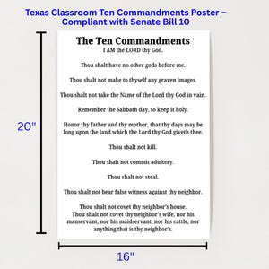 Peut inclure: Une affiche rectangulaire avec le texte "Les Dix Commandements" et le texte "JE SUIS l'ÉTERNEL, ton Dieu." L'affiche mesure 50.8 cm de haut et 40.6 cm de large.