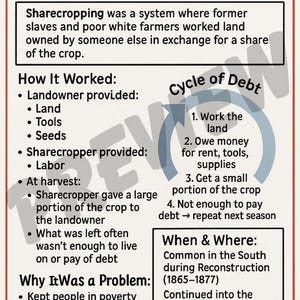 DIGITAL Sharecropping Reconstruction, Amendments, Black Codes, Civil War, U.S. History, Anchor Charts, School Posters,