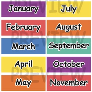 Maanden van het jaar, elementair, posters, leren, kleuterschool, posters, school, ankerkaarten, PRE-K, kleuterschool, digitale download