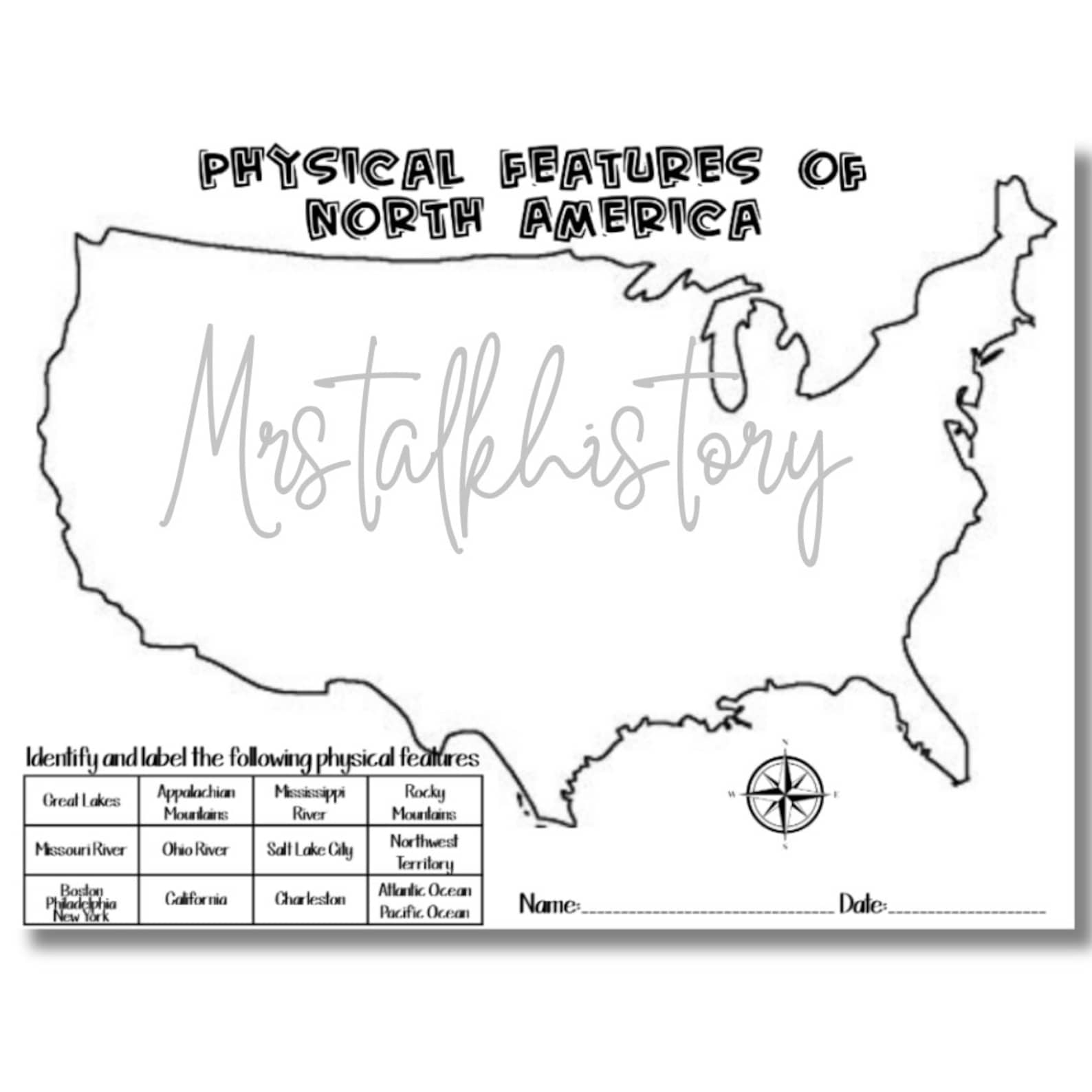 Physical Features, United States, Geography, Social Studies, Student ...