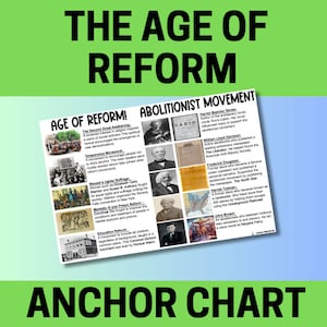Age of Reform, Abolitionist, temperance, Women&#39;s rights, Suffrage, U.S. History, American History, Anchor Charts, School Posters, digital