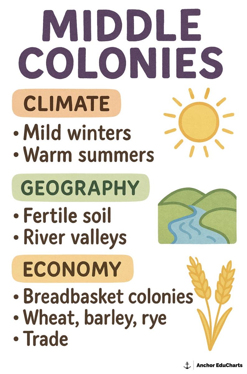 Middle Colonies, 13 Original Colonies, Regions, Climate, Geography ...