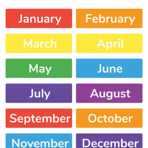 Maanden van het jaar, Elementair, Posters, Leren, Kleuterschool, posters, school, ankerkaarten, PRE-K, Kleuterschool, Digitale download
