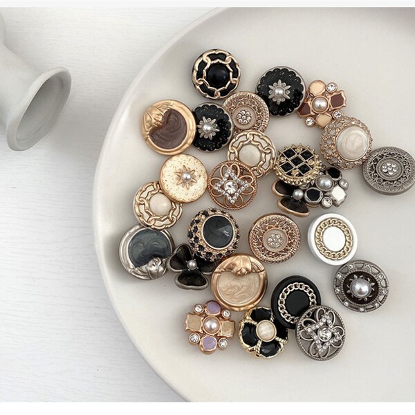 5 pièces haute couture vintage boutons en or, boutons en métal pour manteau, accessoires du vêtement, boutons 18 mm-28 mm, vente en gros de boutons, boutons en métal