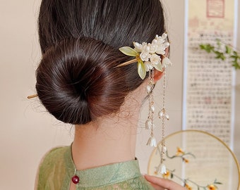 Exquis muguet perle pompon pince à cheveux-pince à cheveux fleur rétro-Hanfu pince à cheveux-pince à cheveux anémone-accessoires pour cheveux