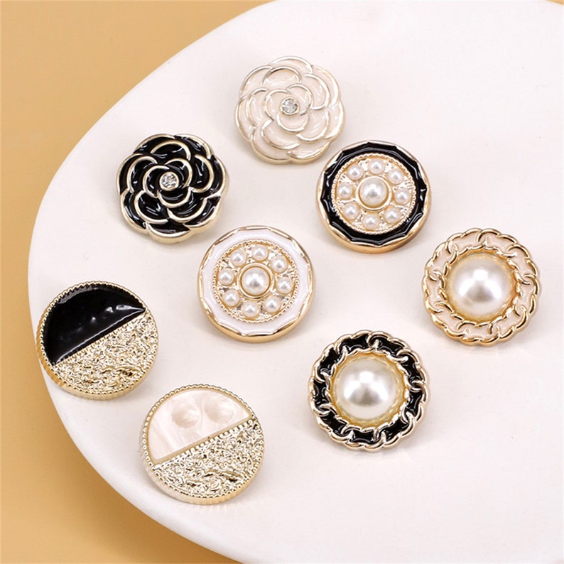 10 pièces, boutons de manteau haute couture, boutons vintage en perles et strass, boutons rétro, accessoires vestimentaires, boutons 18-25 mm, boutons en nacre en gros image 2