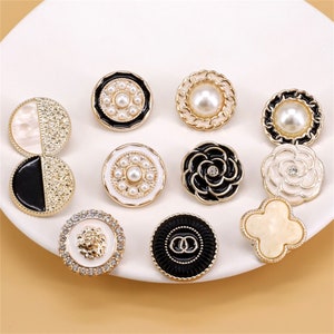 10 pièces, boutons de manteau haute couture, boutons vintage en perles et strass, boutons rétro, accessoires vestimentaires, boutons 18-25 mm, boutons en nacre en gros image 1