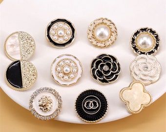 10 pièces, boutons de manteau haute couture, boutons vintage en perles et strass, boutons rétro, accessoires vestimentaires, boutons 18-25 mm, boutons en nacre en gros