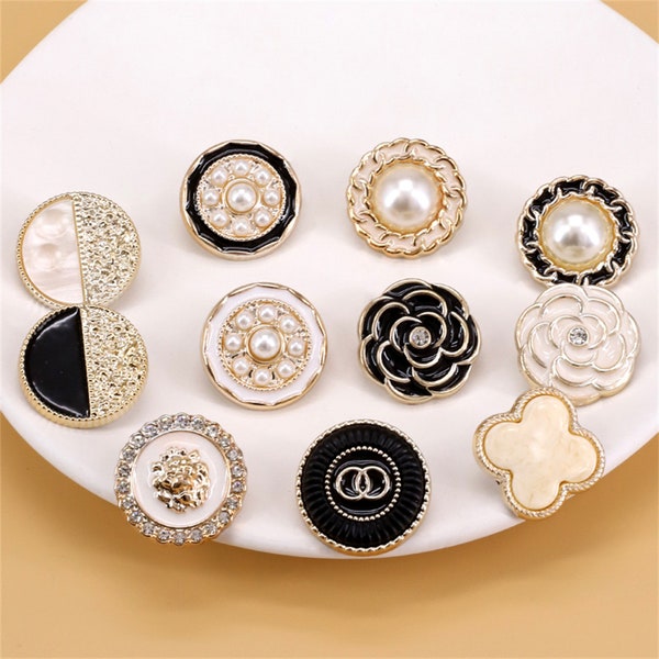 10 pièces, boutons de manteau haute couture, boutons vintage en perles et strass, boutons rétro, accessoires vestimentaires, boutons 18-25 mm, boutons en nacre en gros