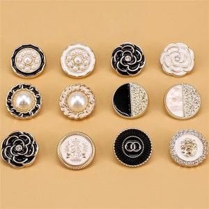 10 pièces, boutons de manteau haute couture, boutons vintage en perles et strass, boutons rétro, accessoires vestimentaires, boutons 18-25 mm, boutons en nacre en gros image 4