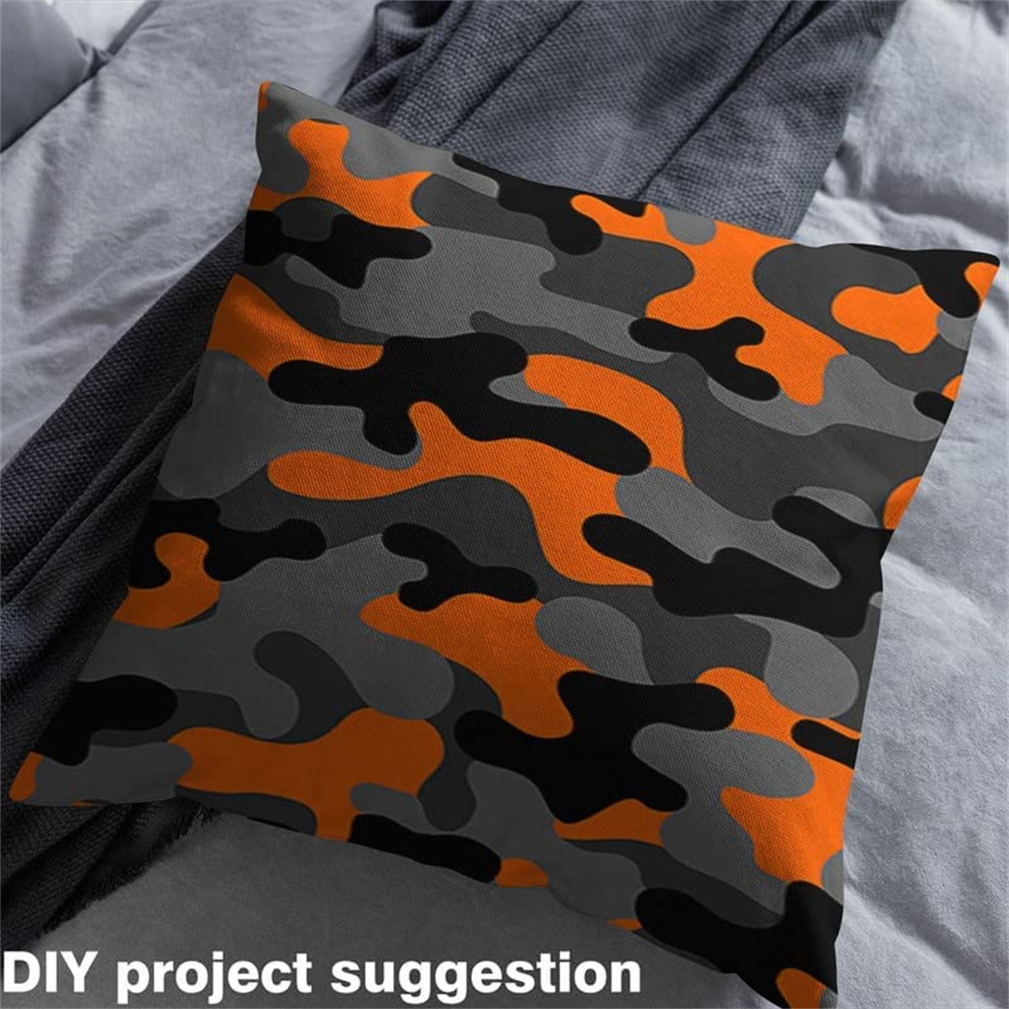 Camouflage Upholstery Fabric for Chairs Black Gray Orange Etsy