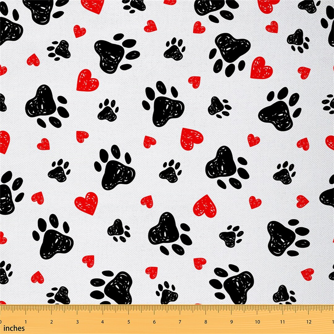 Dog Paw Print Fabric by the Yard Cartoon Animal Puppy Etsy