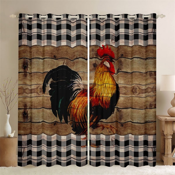 Rooster Kitchen Curtain Etsy
