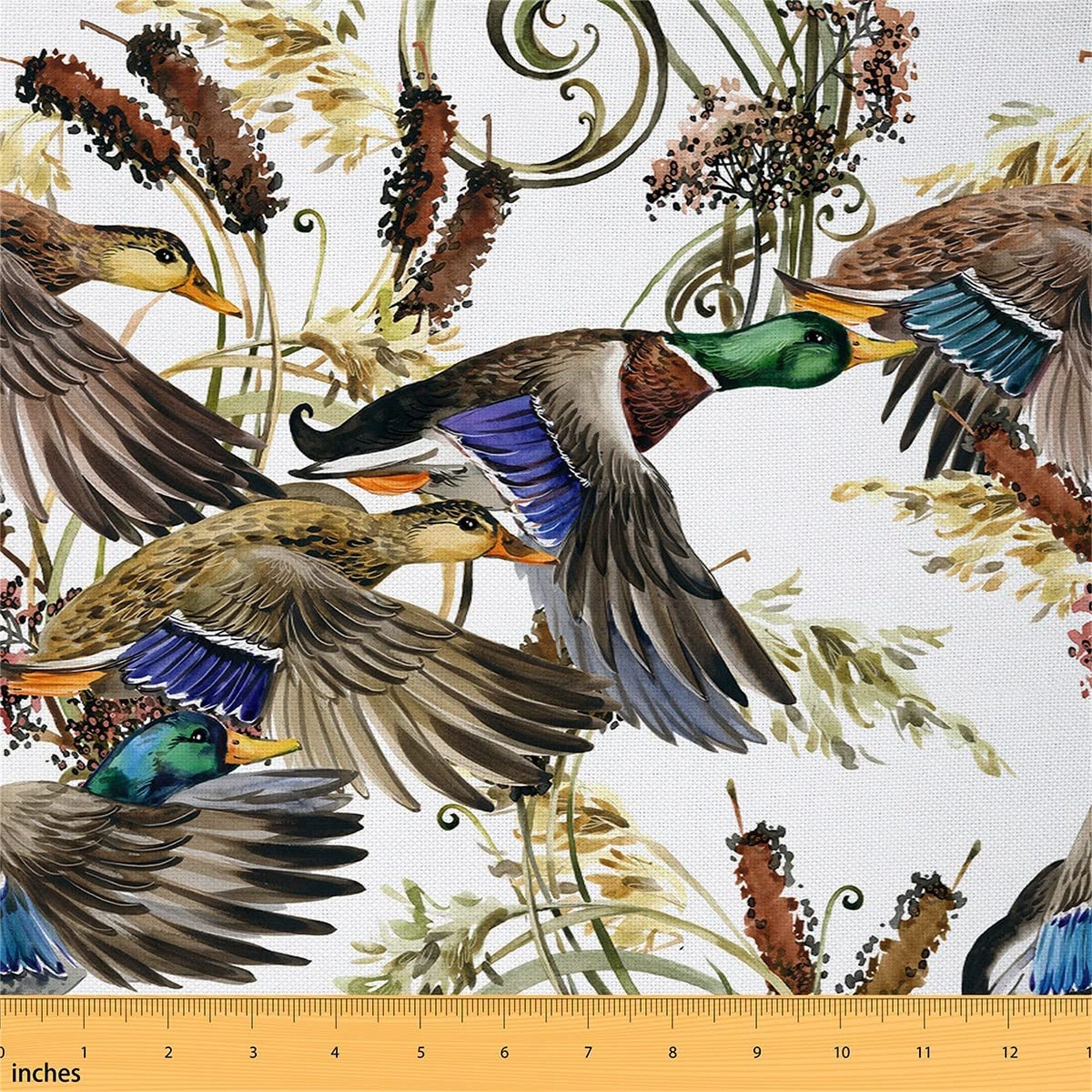 Mandarin Duck Fabric by the Yard Wild Flying Mallard Animal - Etsy