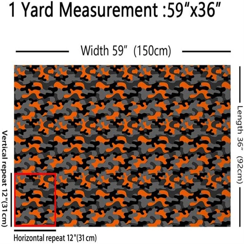 Camouflage Upholstery Fabric for Chairs Black Gray Orange Etsy