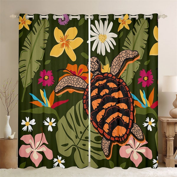 Jungle Botanical Curtains Etsy UK