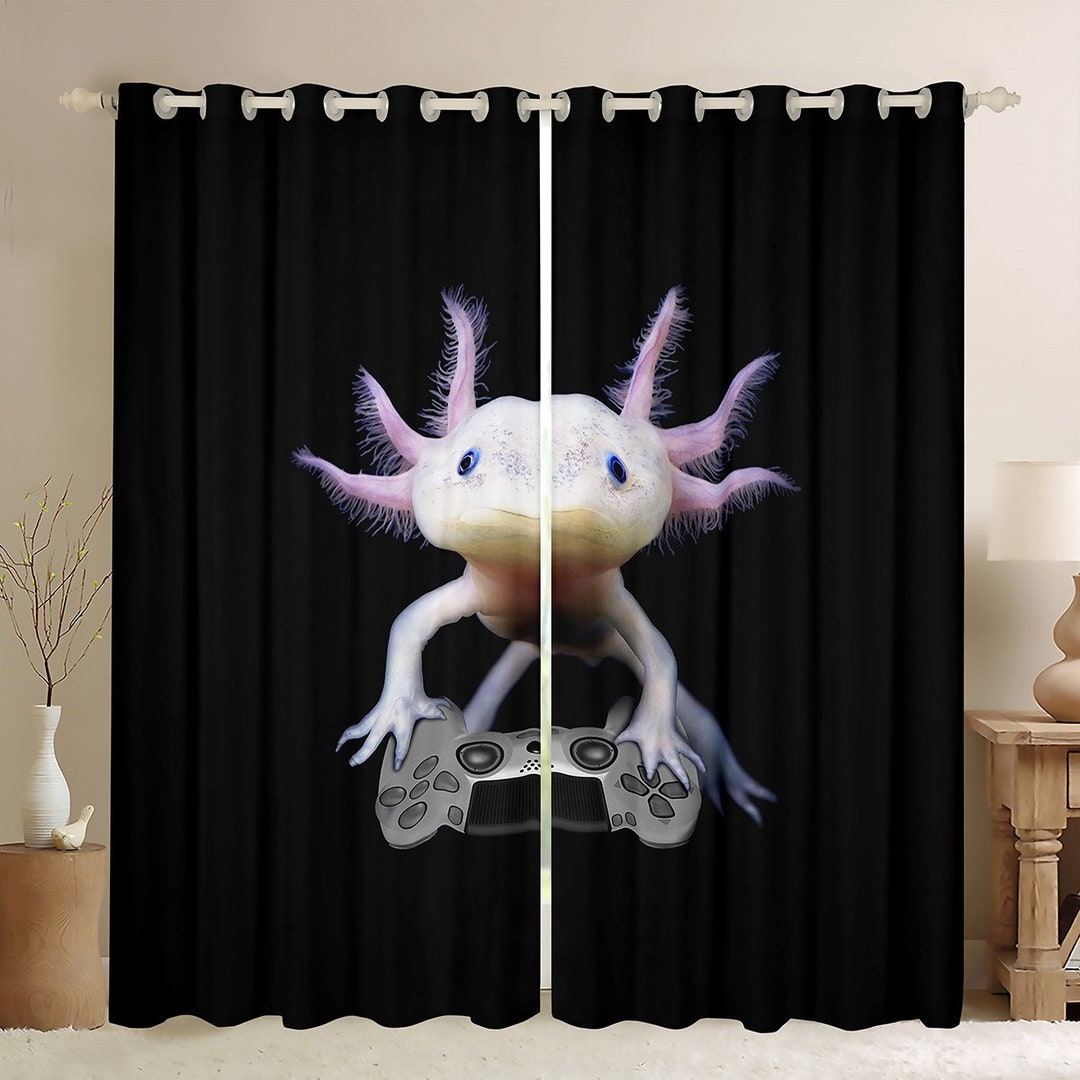 Lovely Axolotl Window Drapes, Cute Ocean Animal Window Curtains, Modern ...